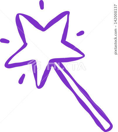Hand drawn Magic Star Wand Outline Illustration 142008137
