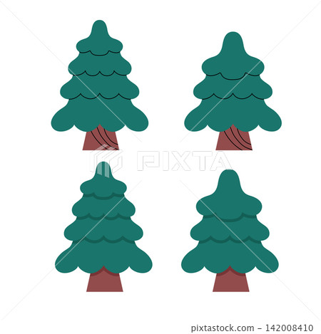 Rounded Organic Flat Conifer Tree Vector Set Rounded Organic Flat Conifer Tree Vector Set 142008410