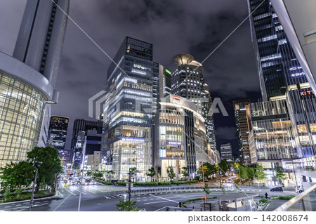 Osaka night view, Umeda, Osaka Station West Intersection, Osaka City, Osaka Prefecture Osaka night view, Umeda, Osaka Station West Intersection, Osaka City, Osaka Prefecture 142008674