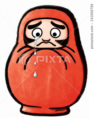 A sad Daruma doll shedding tears A sad Daruma doll shedding tears 142008798