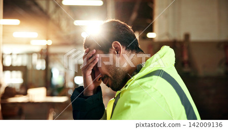 Architect, man and stress with mistake in warehouse for distribution delay, deadline or bad news. Sad, construction or male person with depression for freight fail, building or supply chain issue Architect, man and stress with mistake in warehouse for distribution delay, deadline or bad news. Sad, construction or male person with depression for freight fail, building or supply chain issue 142009136