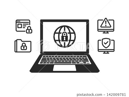 Web security icon. Internet safety, network protection, website security icon vector Illustration stock illustration Web security icon. Internet safety, network protection, website security icon vector Illustration stock illustration 142009781