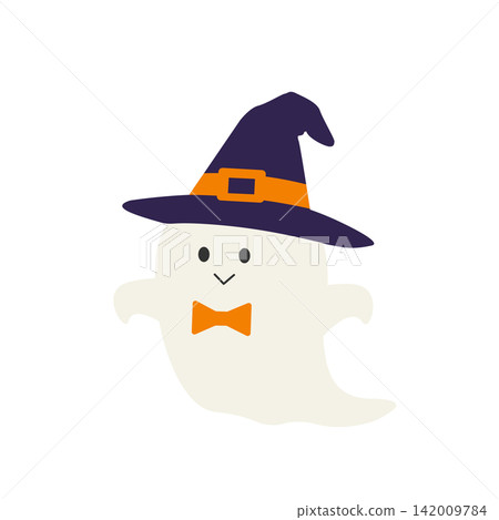 Halloween material: Ghost wearing a witch's hat (vector illustration) Halloween material: Ghost wearing a witch's hat (vector illustration) 142009784