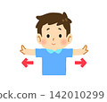 A boy with both arms outstretched to the sides 142010299