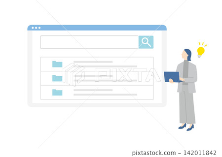 Female business professionals who get ideas by searching files and internal company knowledge. Female business professionals who get ideas by searching files and internal company knowledge. 142011842