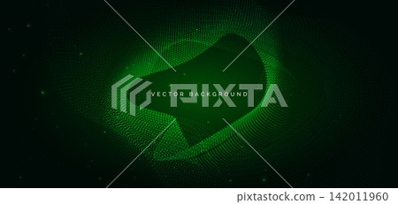 Abstract futuristic green technology background featuring glowing particles Abstract futuristic green technology background featuring glowing particles 142011960