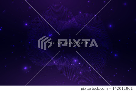 Modern abstract digital background with luminous particle vortex and neon purple light effects. Modern abstract digital background with luminous particle vortex and neon purple light effects. 142011961