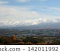 The Tokachi Mountain Range and the townscape of Kamifurano in early winter. 142011992
