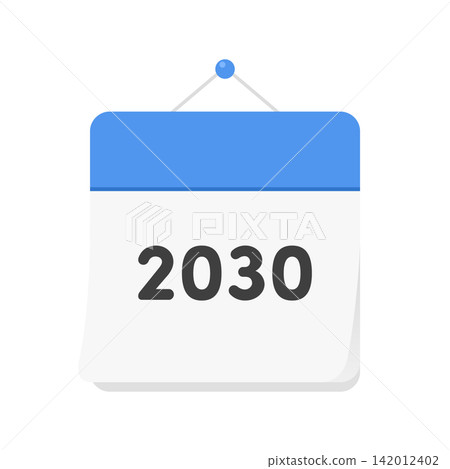 2030 年藍色日曆封面圖示 - 簡約日曆與年度計畫圖片插畫素材 142012402