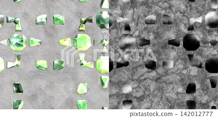 Seamless pattern of concrete wall with jewellery in bright color. Wall texture via an alpha channel. 142012777