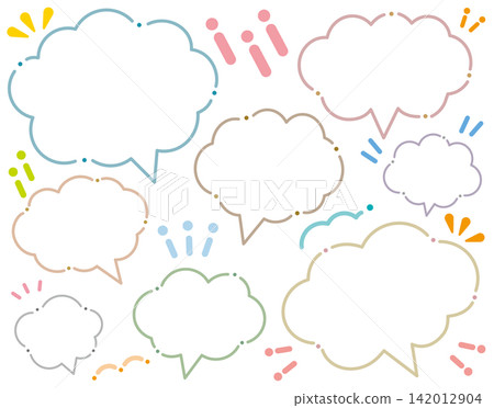 一組虛線雲狀對話框設計/柔和色調 一組虛線雲狀對話框設計/柔和色調 142012904