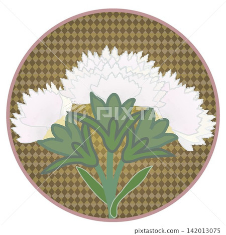 Illustration of a white dianthus with a circular background Illustration of a white dianthus with a circular background 142013075
