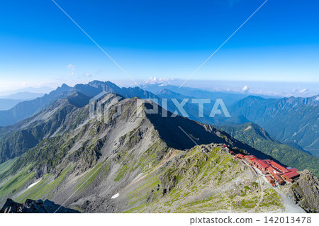 【山景】從槍嶽山頂眺望奧穗高岳與槍嶽山屋【長野縣】 【山景】從槍嶽山頂眺望奧穗高岳與槍嶽山屋【長野縣】 142013478