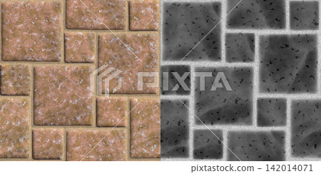 Seamless pattern of concrete tile painted in bright color. Stone texture via an alpha channel. 142014071