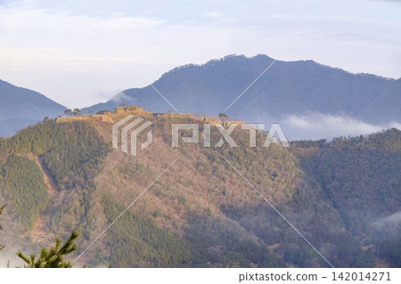 View of Takeda Castle Ruins from Ritsunkyo Gorge View of Takeda Castle Ruins from Ritsunkyo Gorge 142014271