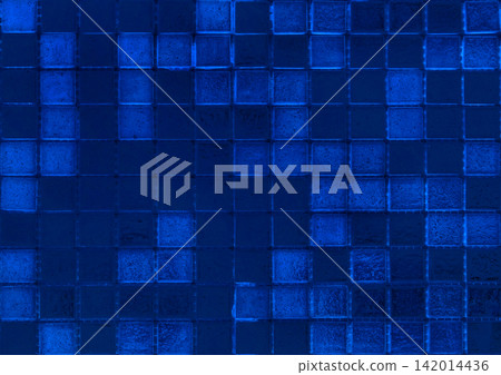 Color blue paint navy cold ceramic tile abstract pattern decorative mosaic texture background square backdrop structure Color blue paint navy cold ceramic tile abstract pattern decorative mosaic texture background square backdrop structure 142014436
