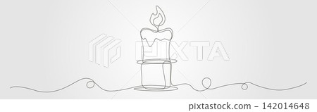 Candle continues as a single continuous line minimalist abstract flame illustration. Candle continues as a single continuous line minimalist abstract flame illustration. 142014648