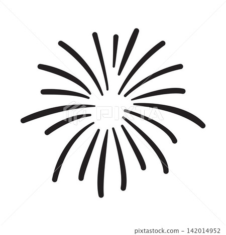 Black firework burst starburst silhouette icon for celebration success party symbol design. Black firework burst starburst silhouette icon for celebration success party symbol design. 142014952