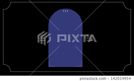 A retro-modern decorative frame with a striking black background and navy purple arch. A retro-modern decorative frame with a striking black background and navy purple arch. 142014954