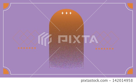 A retro-pop decorative frame combining a lavender background with an orange arch. A retro-pop decorative frame combining a lavender background with an orange arch. 142014958