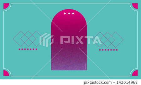 Retro pop decorative frame with turquoise and magenta arches Retro pop decorative frame with turquoise and magenta arches 142014962