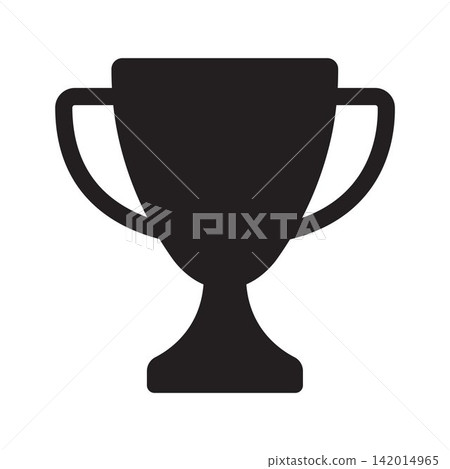 Black trophy cup silhouette icon for winner champion award achievement symbol design. Black trophy cup silhouette icon for winner champion award achievement symbol design. 142014965