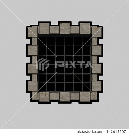 Gritty Prison Window Outside with Rusted Bars Seamless Texture 142015507