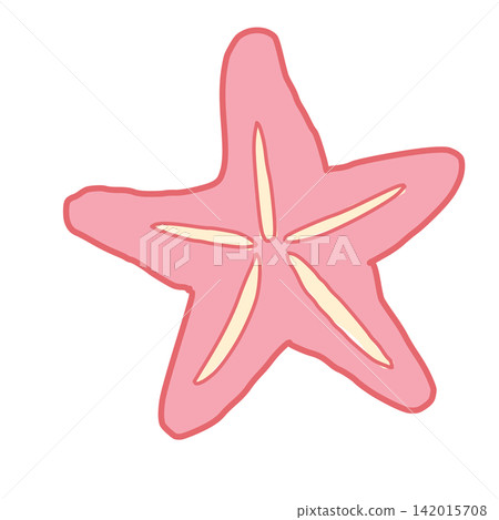 A hand-drawn style illustration of a pink starfish. A hand-drawn style illustration of a pink starfish. 142015708