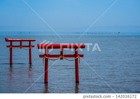 Ogyo Shrine's underwater torii gate at high tide [Tara-cho, Fujitsu-gun, Saga Prefecture] 142016172