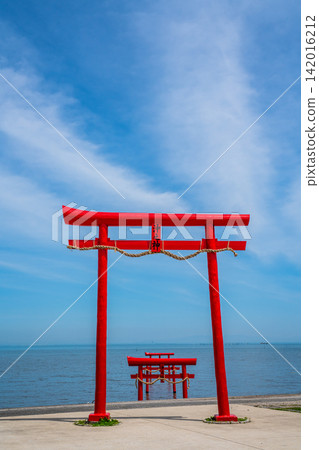 Ogyo Shrine's underwater torii gate at high tide [Tara-cho, Fujitsu-gun, Saga Prefecture] 142016212