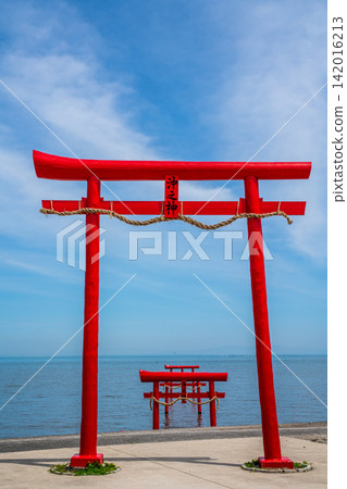 Ogyo Shrine's underwater torii gate at high tide [Tara-cho, Fujitsu-gun, Saga Prefecture] 142016213