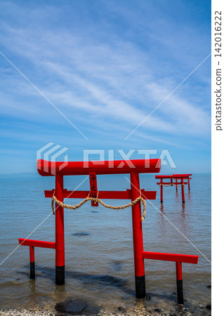 Ogyo Shrine's underwater torii gate at high tide [Tara-cho, Fujitsu-gun, Saga Prefecture] 142016222