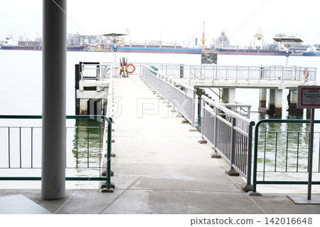 Industrial Port View from a Long Concrete Pier Industrial Port View from a Long Concrete Pier 142016648