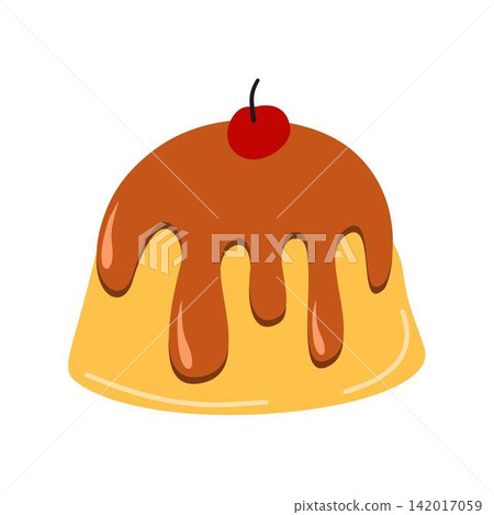 Caramel Pudding With Cherry Topping Caramel Pudding With Cherry Topping 142017059