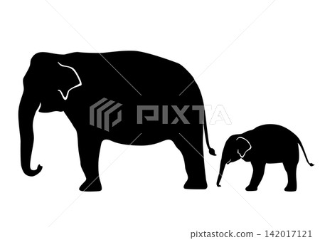 Cute elephant mother and baby silhouette vector illustration Cute elephant mother and baby silhouette vector illustration 142017121