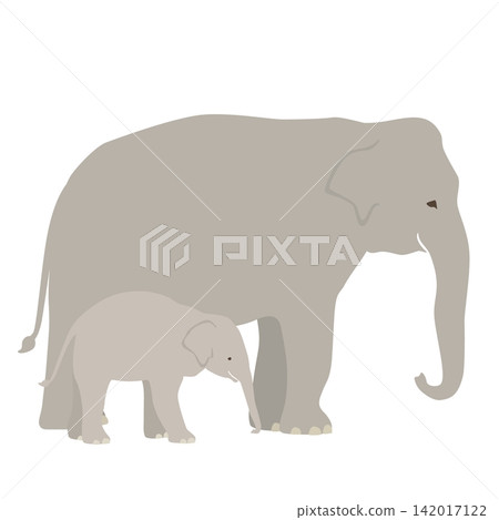 A simple and cute vector illustration of a mother and baby Asian elephant. A simple and cute vector illustration of a mother and baby Asian elephant. 142017122