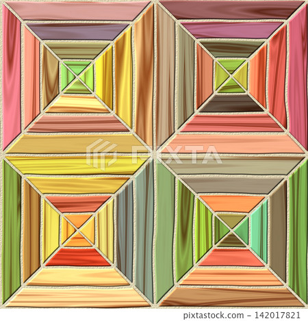 Seamless Rainbow Wood Inlay Mosaic Pattern Seamless Rainbow Wood Inlay Mosaic Pattern 142017821