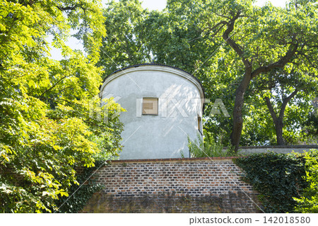 A white, cylindrical building in the center of Brno, Czech Republic A white, cylindrical building in the center of Brno, Czech Republic 142018580