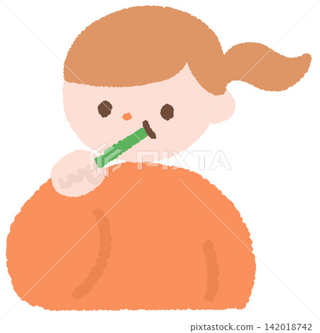 Illustration of a girl brushing her teeth Illustration of a girl brushing her teeth 142018742
