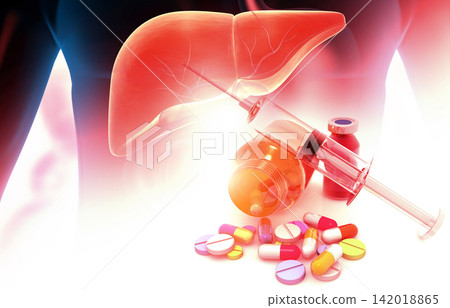 Anatomy of liver with pharmaceutical medicine Anatomy of liver with pharmaceutical medicine 142018865