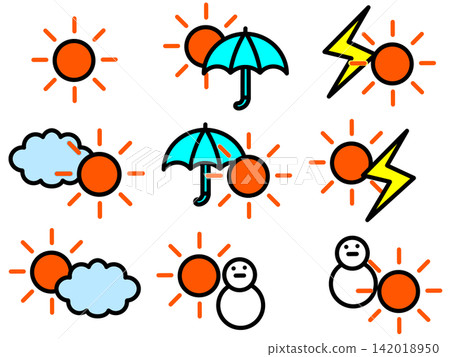 Sunny weather illustration set Sunny weather illustration set 142018950