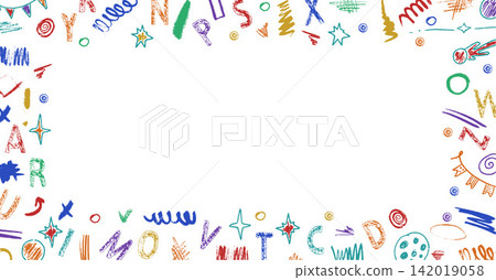 Childish Crayon Space Frame Border Childish Crayon Space Frame Border 142019058