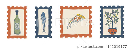 Italian Food Postage Stamp Designs Italian Food Postage Stamp Designs 142019177