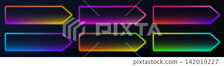 Futuristic Neon Arrow Action Button Set Futuristic Neon Arrow Action Button Set 142019227