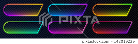 Rounded neon buttons with bright border 142019229