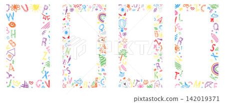 Childish pastel crayon textbox frame with hand drawn lines Childish pastel crayon textbox frame with hand drawn lines 142019371