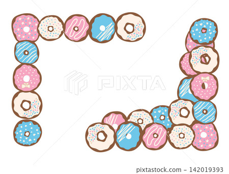 Colorful frosted donut frame with sprinkle candy border design Colorful frosted donut frame with sprinkle candy border design 142019393