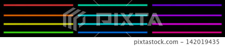 Neon Laser Straight Light Line on Black Background Neon Laser Straight Light Line on Black Background 142019435