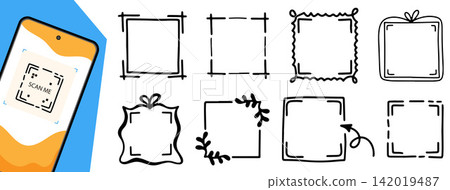 Scan Me QR Doodle Frames Collection for Mobile CTA Scan Me QR Doodle Frames Collection for Mobile CTA 142019487