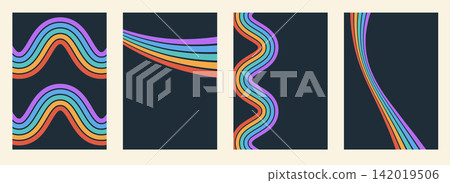 Retro Curve Rainbow Line Set Retro Curve Rainbow Line Set 142019506